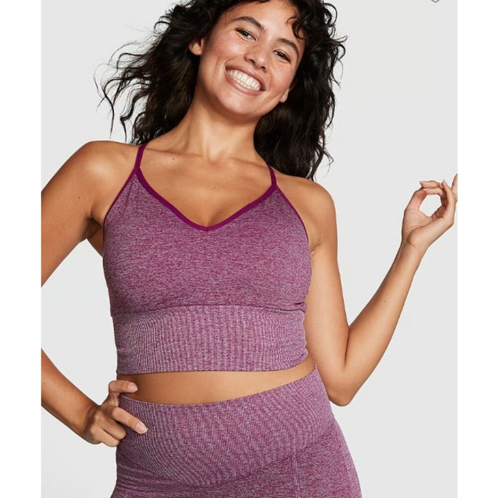 Victoria's Secret PINK Activewear Seamless Longline Sports Bra Magenta XS NEW